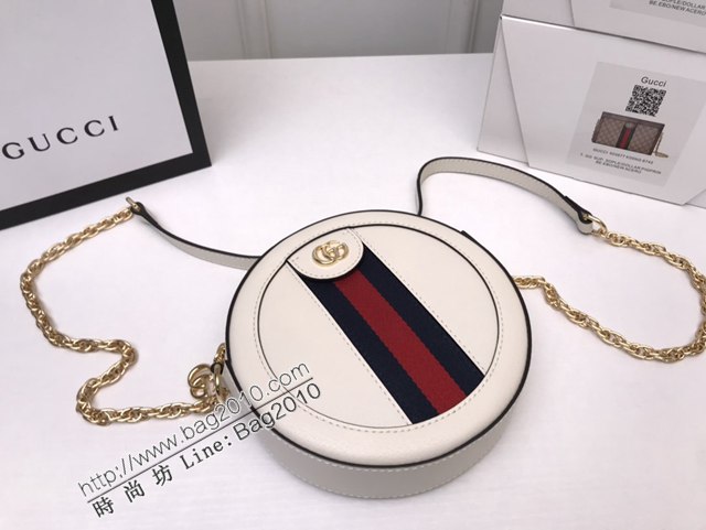 Gucci新款包包 古馳Ophida系列GG圓餅包 Gucci白色鏈條小圓餅包 550618  ydg3168